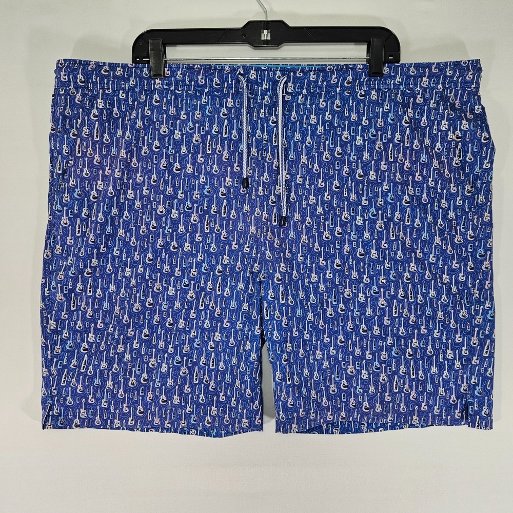 Peter Millar Men's Swimming Shorts Draw String Guitar Print about 2XL‎